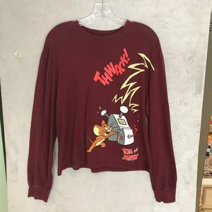 Womens Tom and Jerry (Tom Getting Zapped by Jerry) T-Shirt AOP Long Sleeve Large